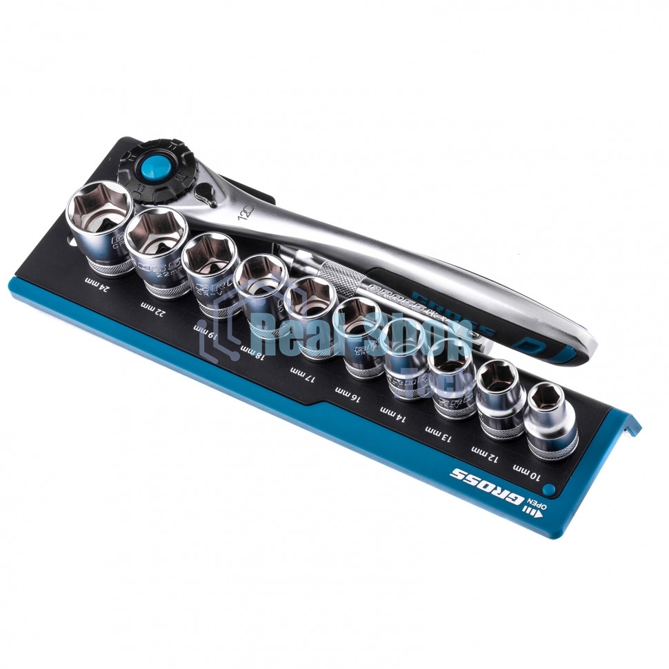 Набор торцевых головок Gross трещотка 120 зубьев, 12 предметов, 1/2