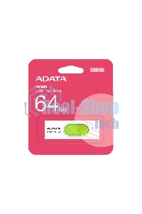 Флешка USB ADATA UV320 (AUV320-64G-RWHGN), 64Gb, USB 3.2 Gen1, R/W 100/30, белый/зеленый