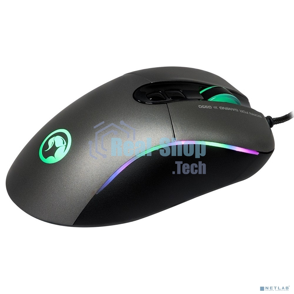 Мышь MARVO G950 Black USB Мышь игровая проводная оптическая, 4000dpi, Сенсор Avago A3050, 7 кнопок, RGB подсветка, Программируемые кнопки, Сменные боковины, USB, Кабель 1,8 м