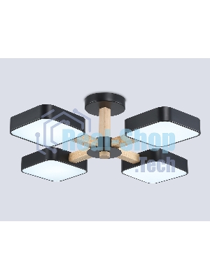 Светильник Ambrella light FL4880/4 BK/WD черный/дерево 72W 3000-6000K D610*160 (без ПДУ)