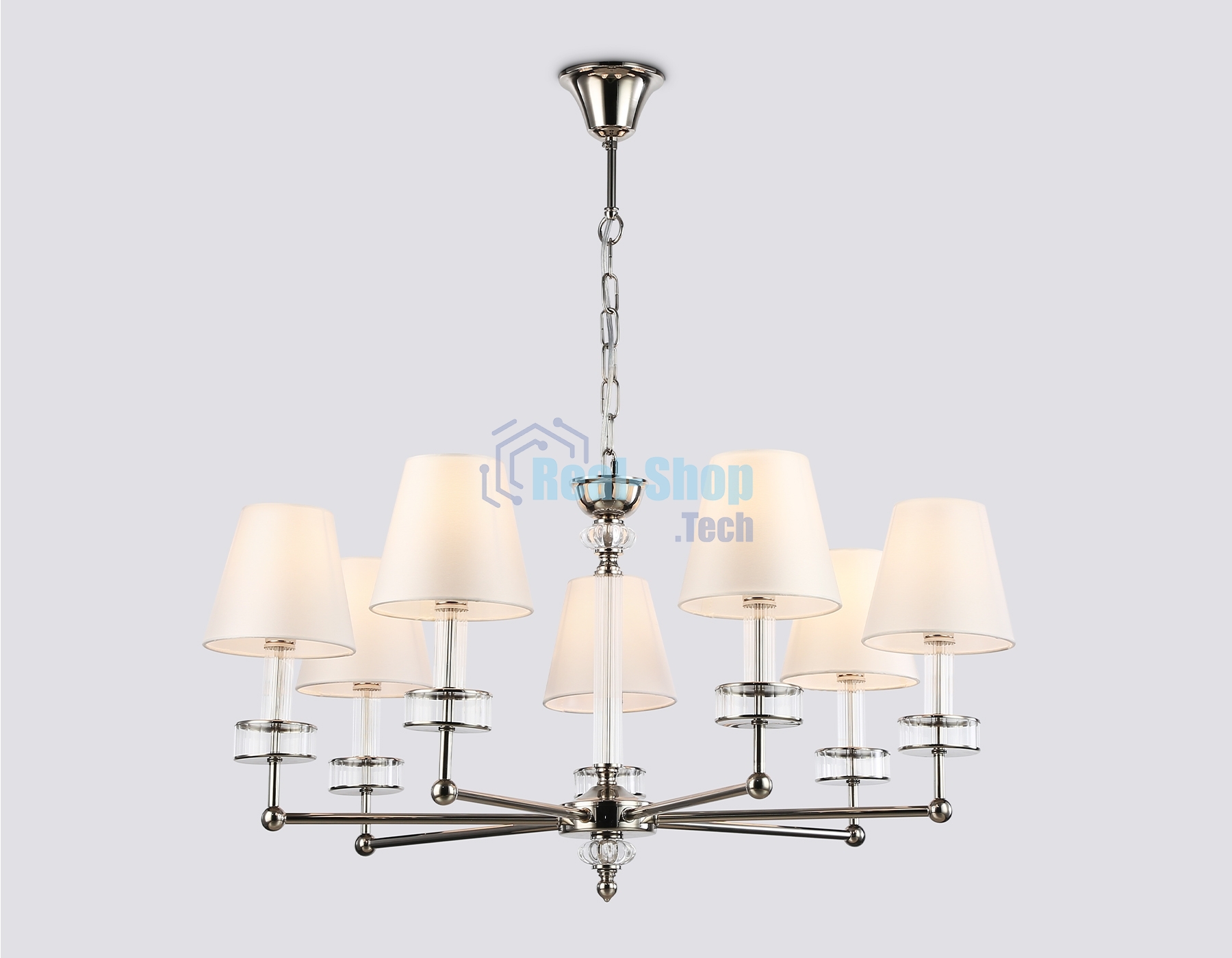 Люстра Ambrella light LH71003/7 BN/WH никель/белый E14*7 max 40W D820*1130