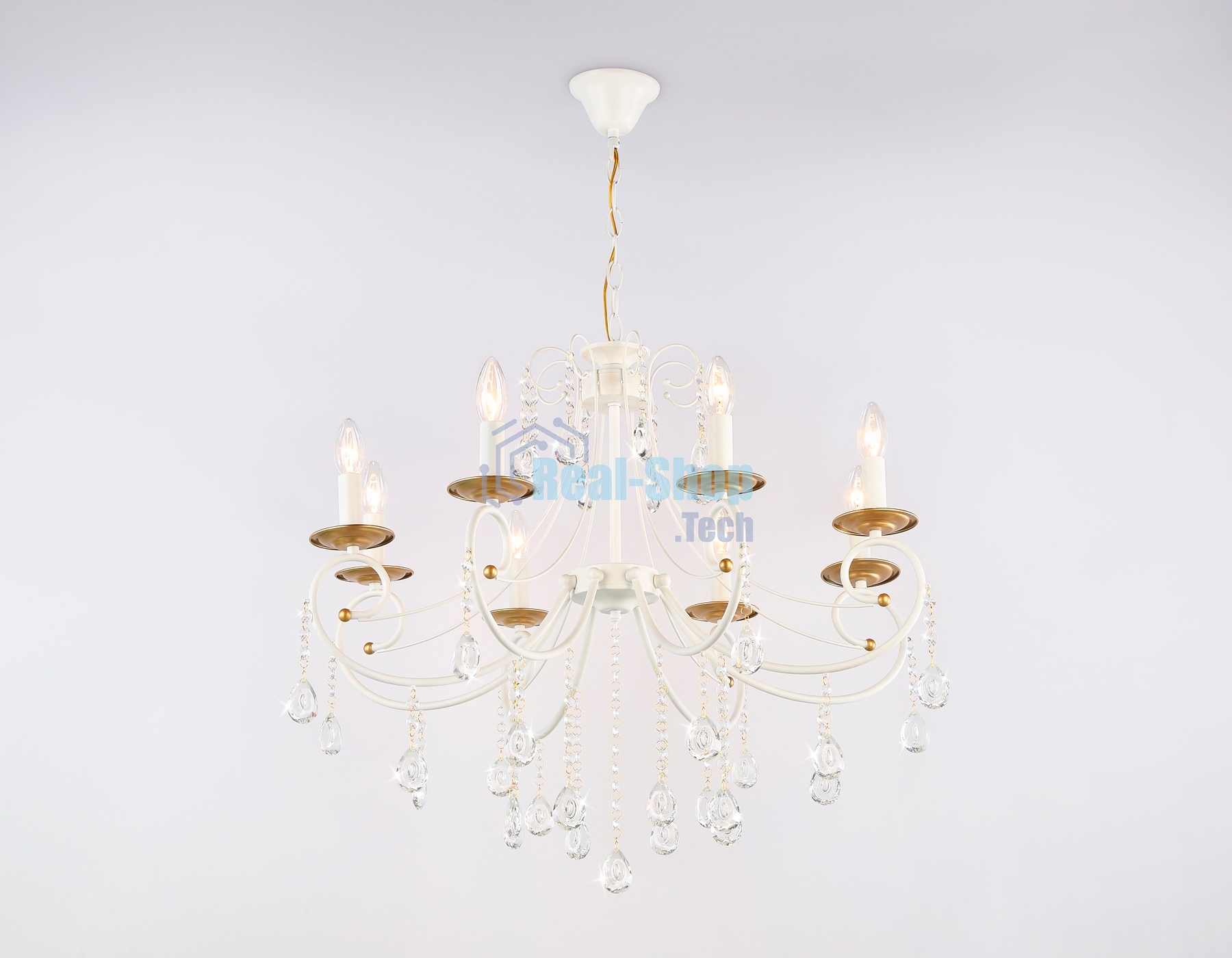 Светильник Ambrella light TR4917/8 WH/GD белый/золото E14/8 max 40W D740*930