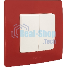 Выключатель двухклавишный 10AX винтовые зажимы ETIKA, белый