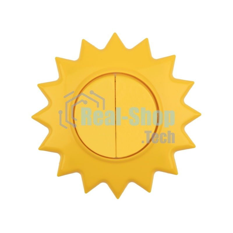 Выключатель двухклавишный Kranz HAPPY Солнце скрытой установки, желтый