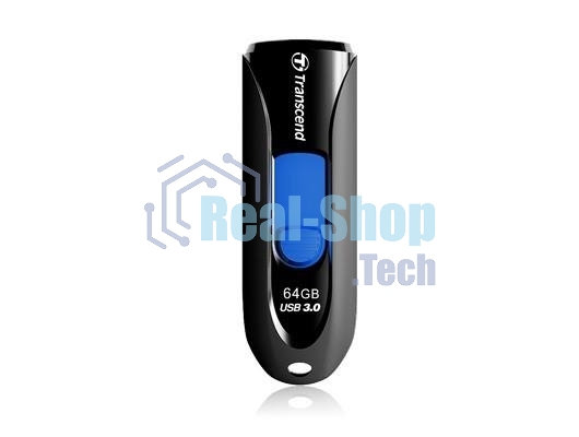 Флешка USB Transcend JetFlash 790 (TS128GJF790K), 128Gb, USB 3.0, R/W 90/40, черный/синий