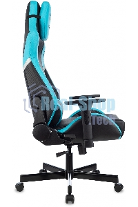 Кресло игровое Knight Thunder 5X черный/голубой эко.кожа крестов. металл