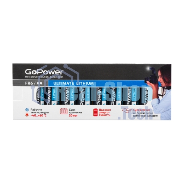 Батарейка GoPower FR6 AA BOX10 Lithium 1.5V