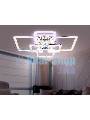 Потолочный светодиодный светильник FA5307/4+2 CH хром 176W 800*550*140 (ПДУ РАДИО 2.4G)
