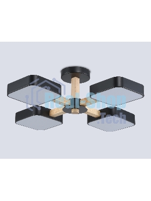 Светильник Ambrella light FL4880/4 BK/WD черный/дерево 72W 3000-6000K D610*160 (без ПДУ)