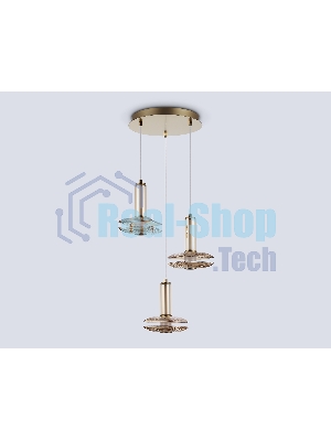 Подвесной светодиодный светильник Ambrella light LH31011/3 BS/TI латунь/янтарь 35W 3000K D450*1790