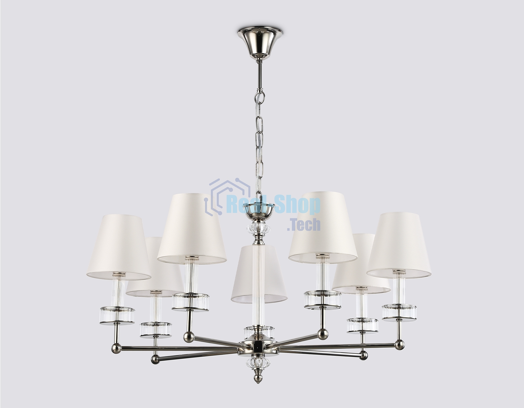 Люстра Ambrella light LH71003/7 BN/WH никель/белый E14*7 max 40W D820*1130