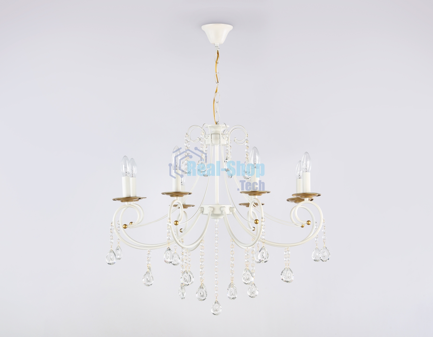 Светильник Ambrella light TR4917/8 WH/GD белый/золото E14/8 max 40W D740*930