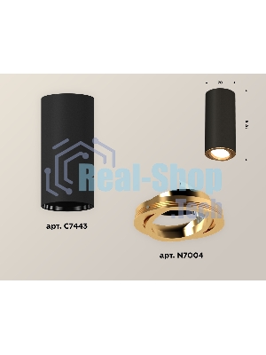Светильник Ambrella Light XS7443004 SBK/PYG черный песок/золото желтое полированное MR16 GU5.3 (C7443, N7004)