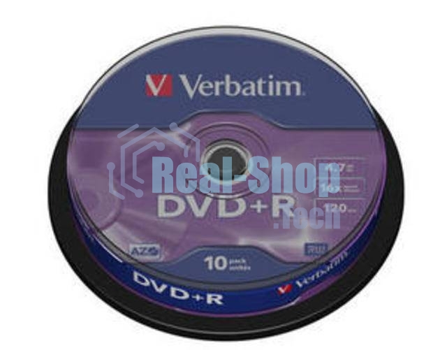 Диск DVD+R Verbatim 4.7Gb 16x Cake Box (10шт) (43498)