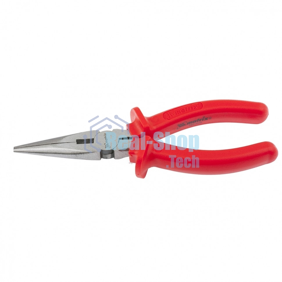 Длинногубцы Matrix Econom, 200 мм, прямые шлифованные, пластмассовые рукоятки