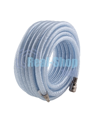 Шланг пневматический Stels 57025 пвх 10x16 мм, 18 бар, армированный прозрачный, быстросъемное соединение