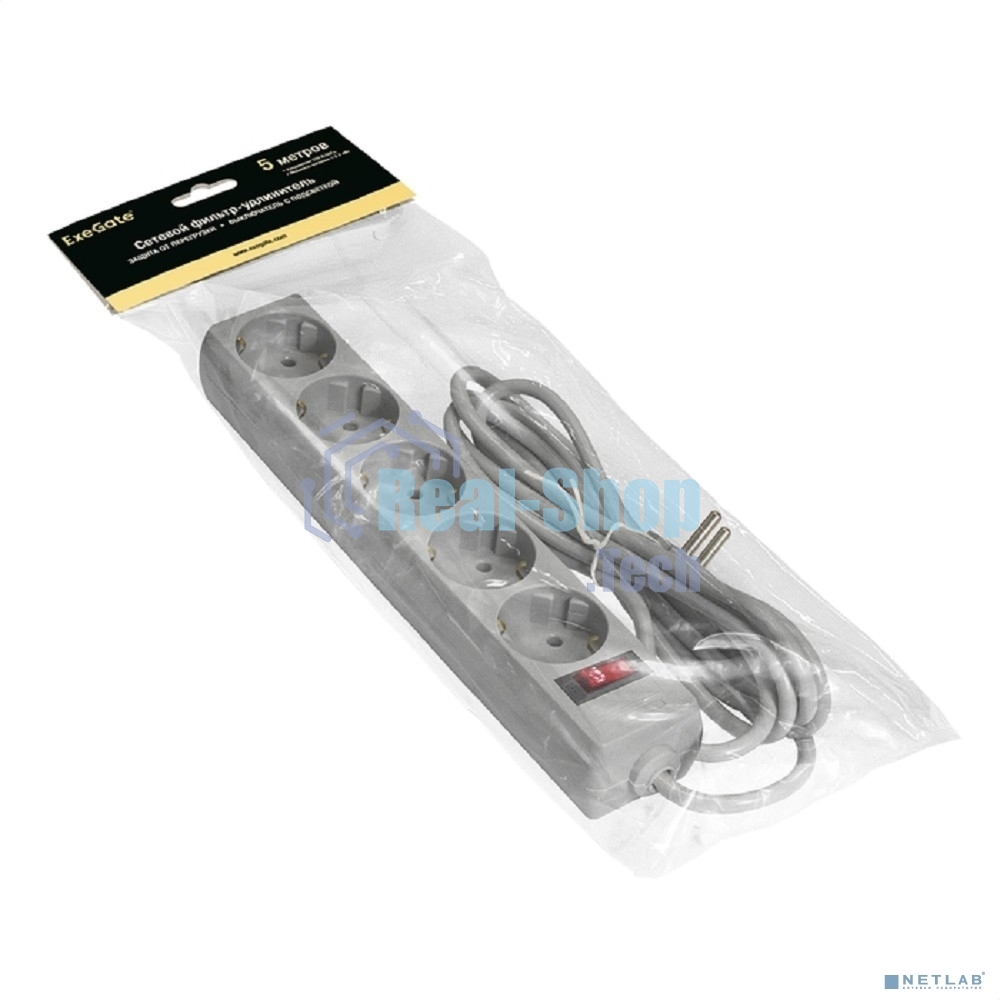 Сетевой фильтр Exegate SP-5-5G (5 розеток, 5 м, евровилка, серый)
