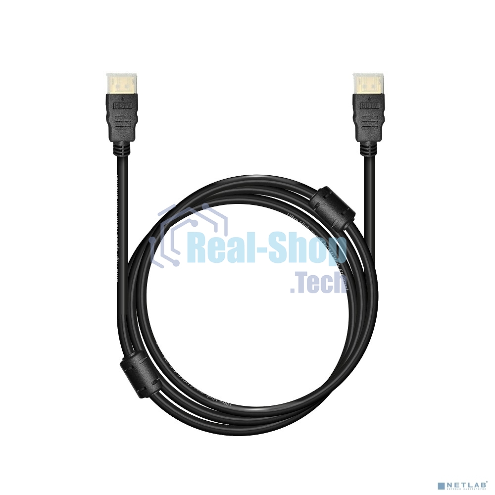Кабель Bion HDMI v2.1, 19M/19M, 3D, 8K UHD, экран, ферритовые кольца, 1м, черный BXP-HDMI21-010
