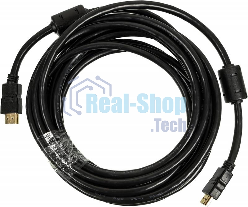 Кабель аудио-видео Ningbo HDMI-5M-MG HDMI (m)/HDMI (m) 5м. феррит.кольца позолоченные контакты черный