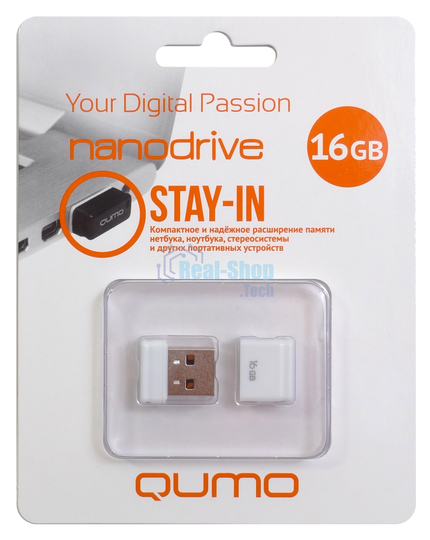 Флешка USB QUMO 16Gb, NANO QM16GUD-NANO-W белый