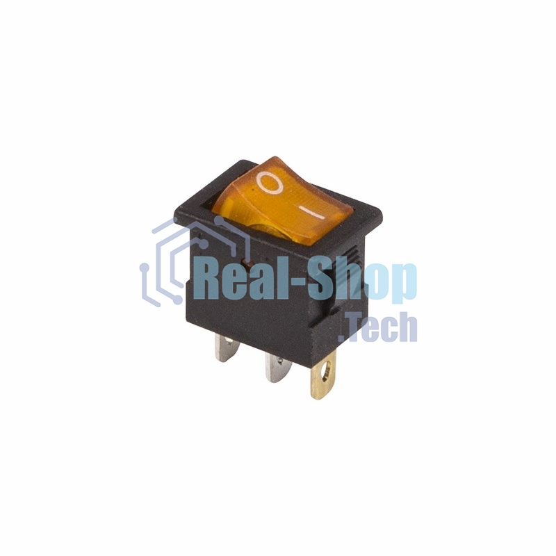 Выключатель клавишный Rexant 12V 15А (3с) ON-OFF желтый с подсветкой Mini