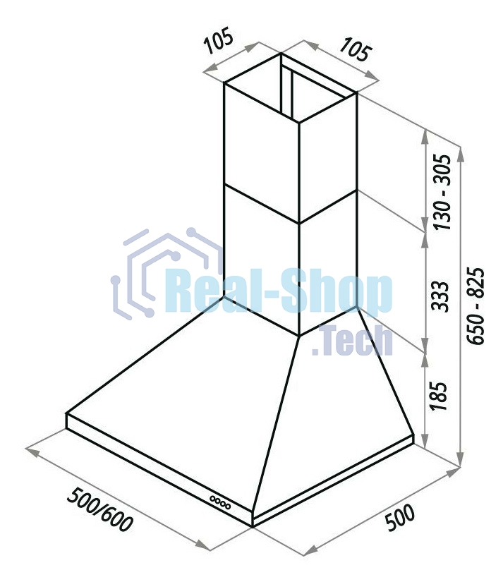 Вытяжка каминная Maunfeld Aire 60 белая, 60 см, 500 куб. м/ч, 48 дБ