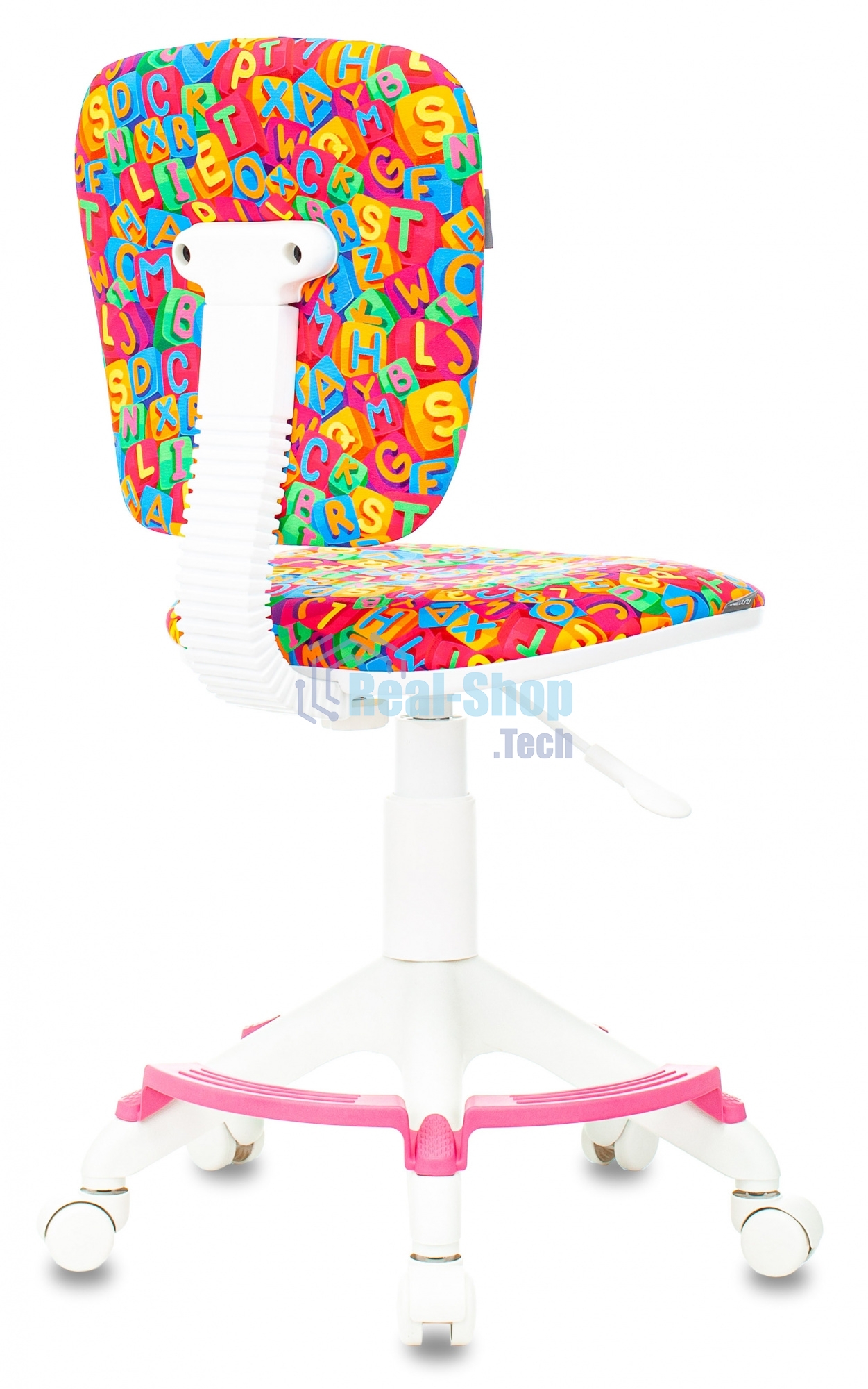 Кресло детское Бюрократ CH-W204/F мультиколор алфавит, крестовина пластик, подст. для ног, пластик белый