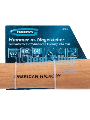 Молоток-гвоздодер Gross AMERICAN HICKORY 680 г, угол 75, магнит, обрезиненная рукоятка