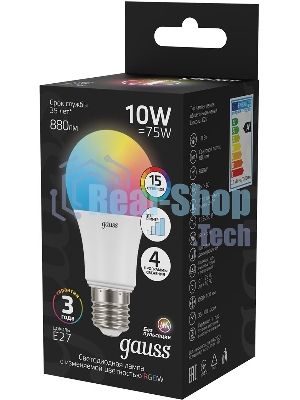 Лампа Gauss A60 10W E27 RGBW димирование LED 1/50