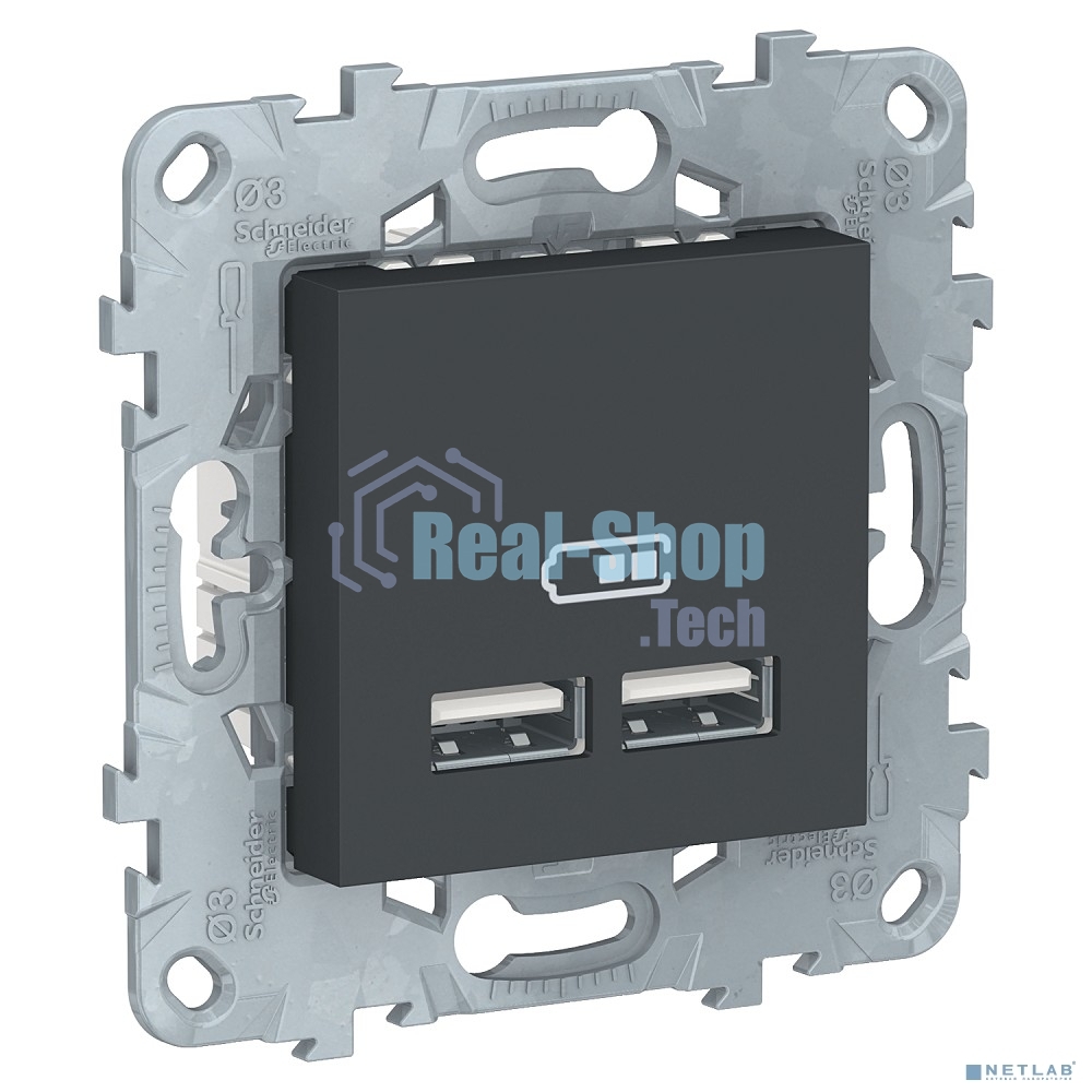 Розетка USB, двойная, 5 В / 2100 мА NU541854 Schneider Electric Unica New Антрацит