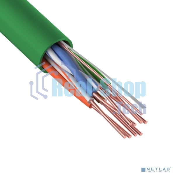 Кабель витая пара Rexant U/UTP, cat.5e, нг(А)-LSLTx, 4х2х0,52мм, 24AWG, INDOOR, SOLID, зеленый, 305м