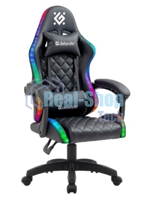 Кресло Defender ENERGY черный, экокожа, 120 кг, механизм качания