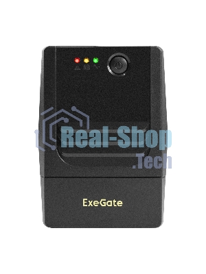 Источник бесперебойного питания ExeGate Power NB-650.LED.AVR.2SH.USB (650VA/390W, LED, AVR, 2*Schuko, USB, батарея 12V 7Ah, черный)
