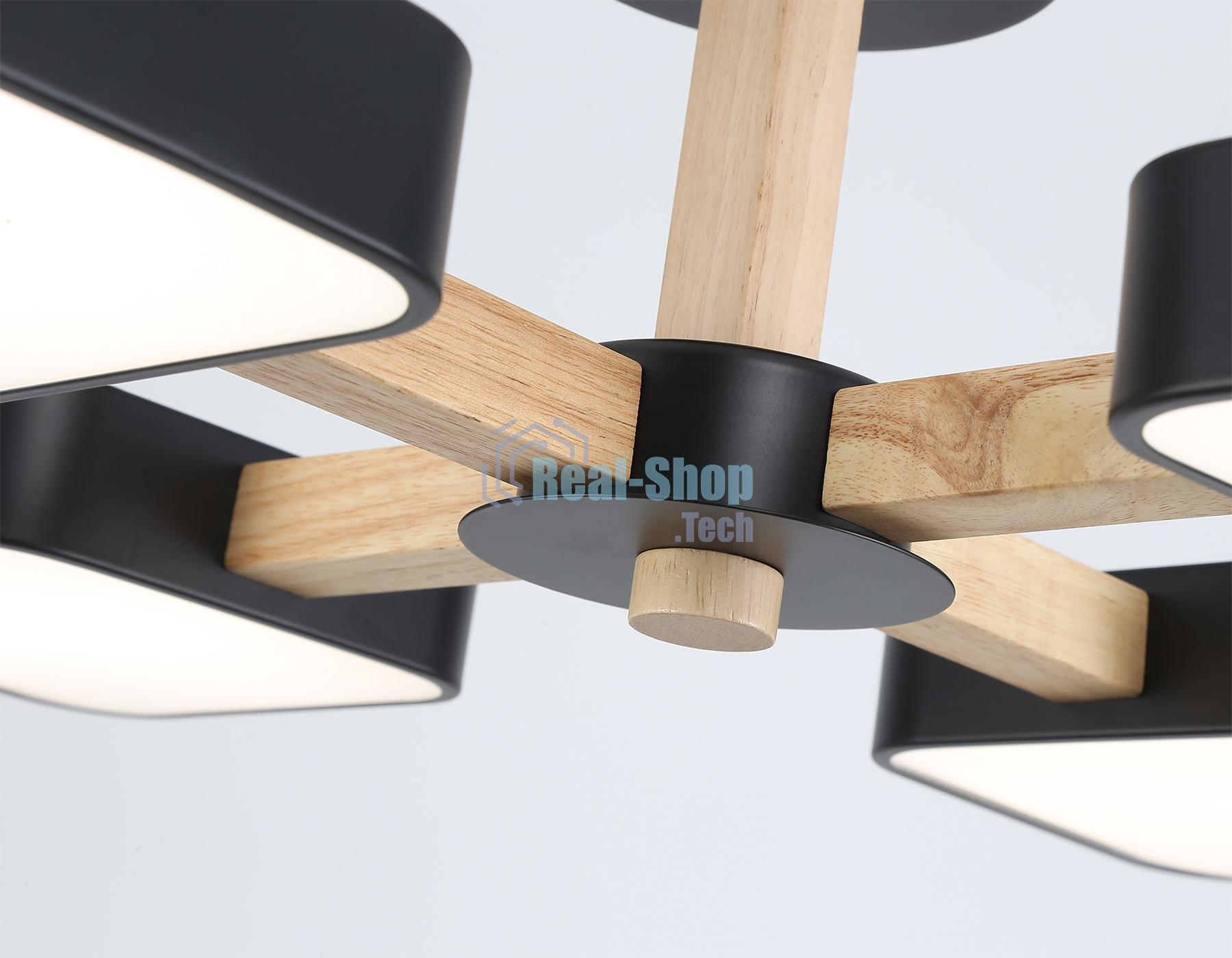 Светильник Ambrella light FL4880/4 BK/WD черный/дерево 72W 3000-6000K D610*160 (без ПДУ)