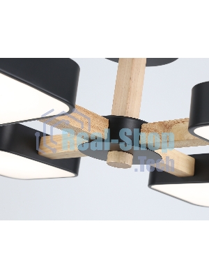 Светильник Ambrella light FL4880/4 BK/WD черный/дерево 72W 3000-6000K D610*160 (без ПДУ)