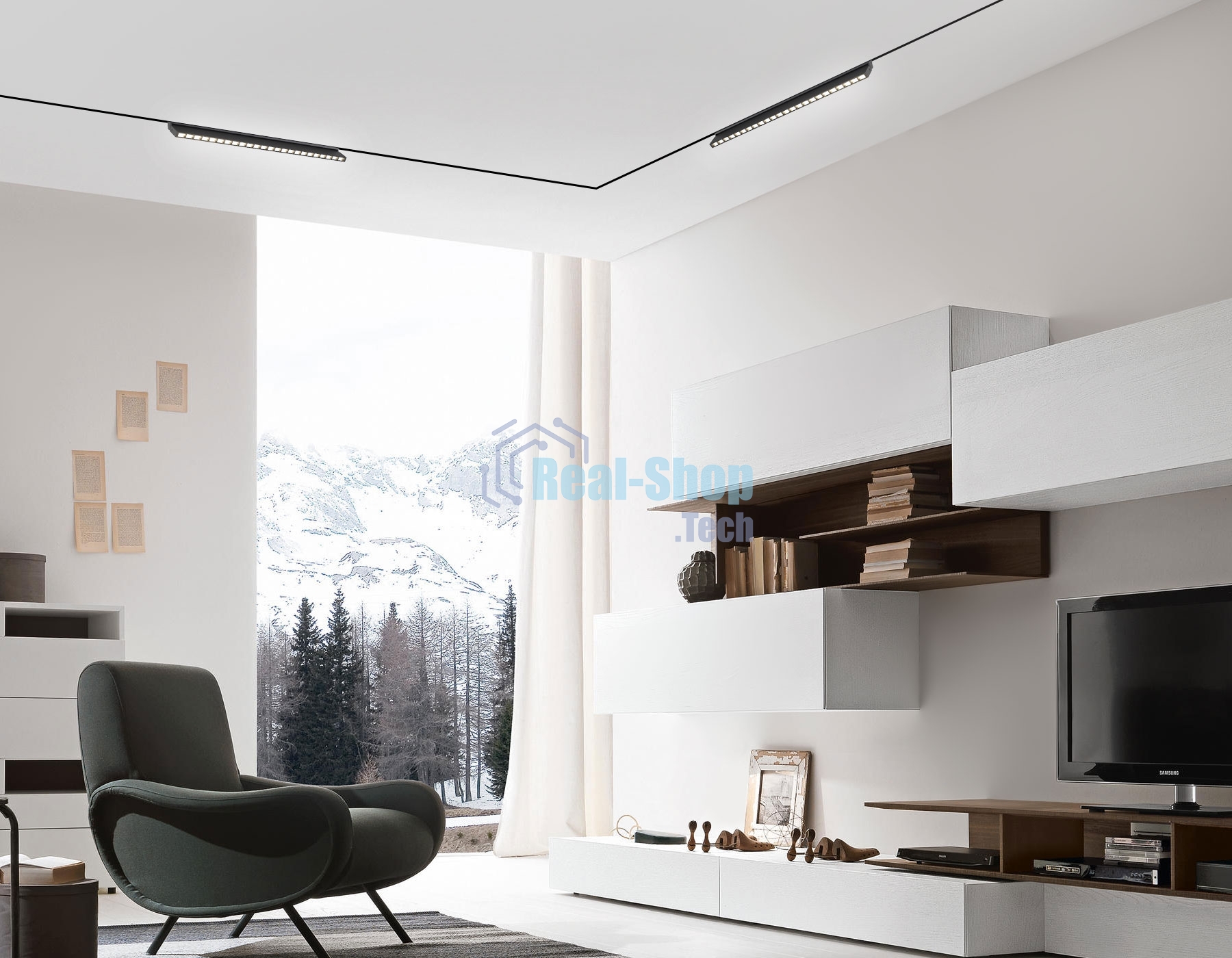 Трековый светильник GL2365 BK черный IP20 20W 3CCT 3000-6400K 48V 400*10*73