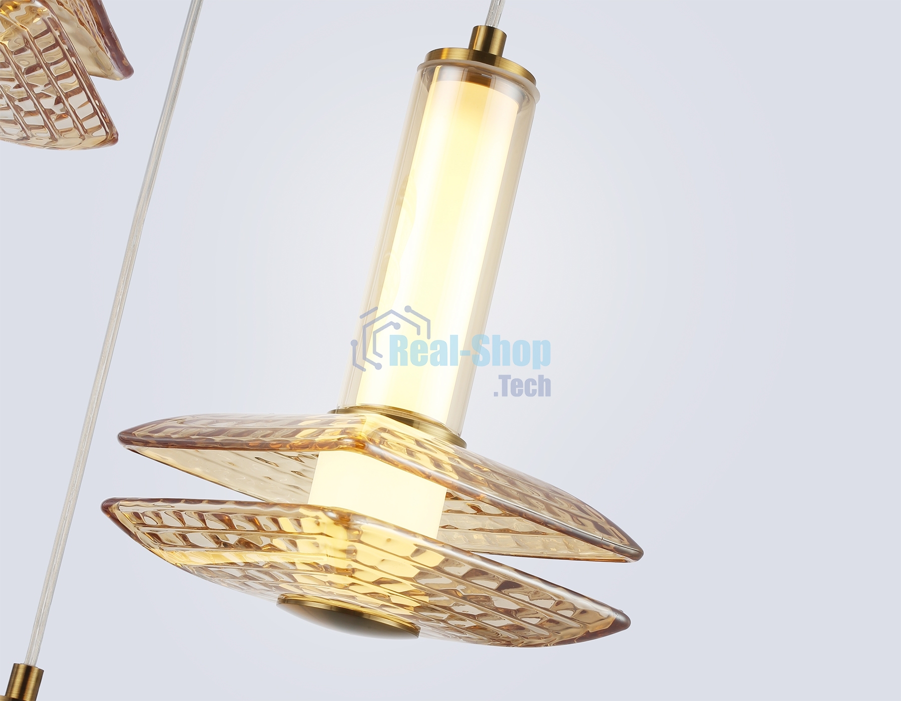 Подвесной светодиодный светильник Ambrella light LH31011/3 BS/TI латунь/янтарь 35W 3000K D450*1790