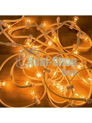 Гирлянда Neon-night LED Galaxy Bulb String 10м, белый каучук, 30 лампx6 LED теплый белый, влагостойкая IP65