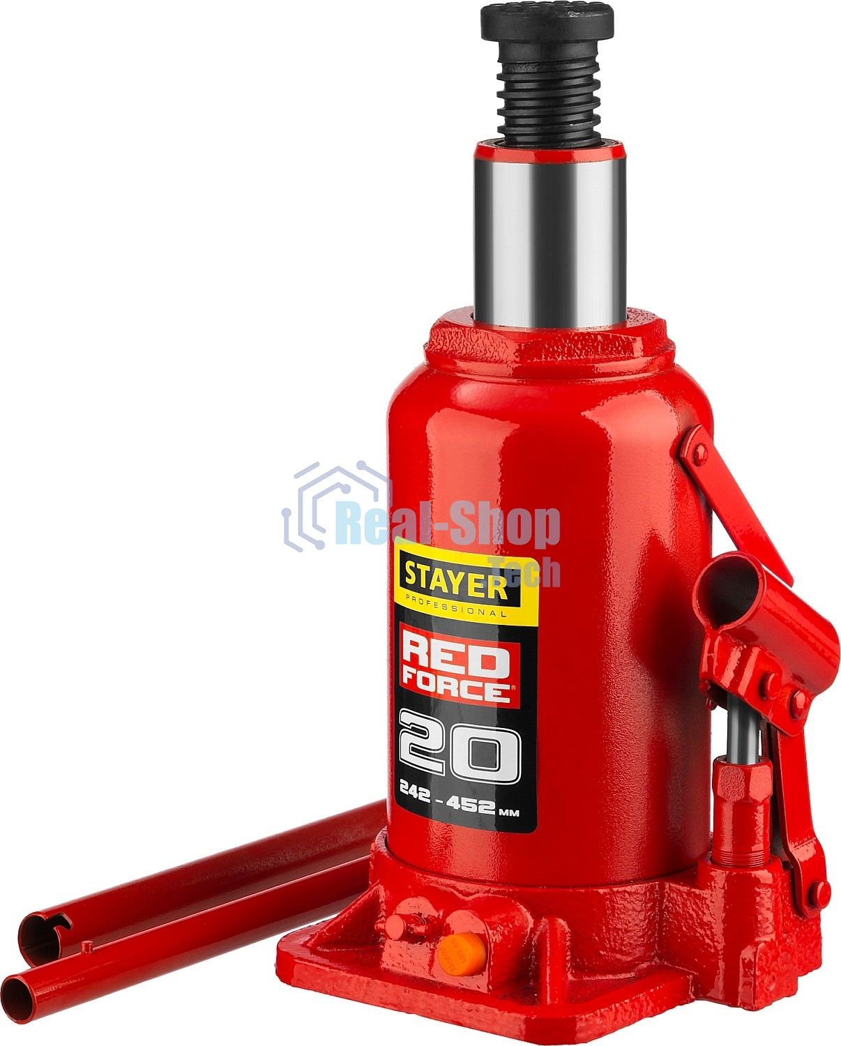 Домкрат STAYER 43160-20_z01 гидравлический бутылочный red force 20т 242-452мм