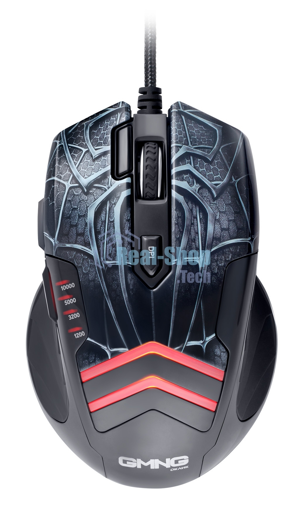 Мышь проводная GMNG XM007 черный/красный, 10000 dpi, USB, кнопки - 7