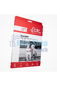 Фотобумага S'OK глянцевая, формат А4, плотность 200г/м2, 50 листов SA4200050G