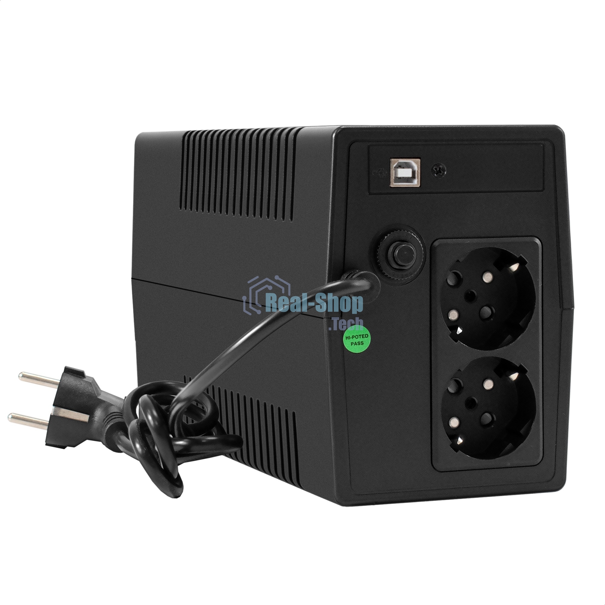 Источник бесперебойного питания ExeGate Power NB-650.LED.AVR.2SH.USB (650VA/390W, LED, AVR, 2*Schuko, USB, батарея 12V 7Ah, черный)
