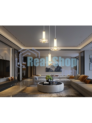 Подвесной светодиодный светильник Ambrella light LH31011/3 BS/TI латунь/янтарь 35W 3000K D450*1790