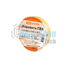 Изолента ПВХ 0,15х19мм Желтая 20м | SQ0526-0002 | TDM