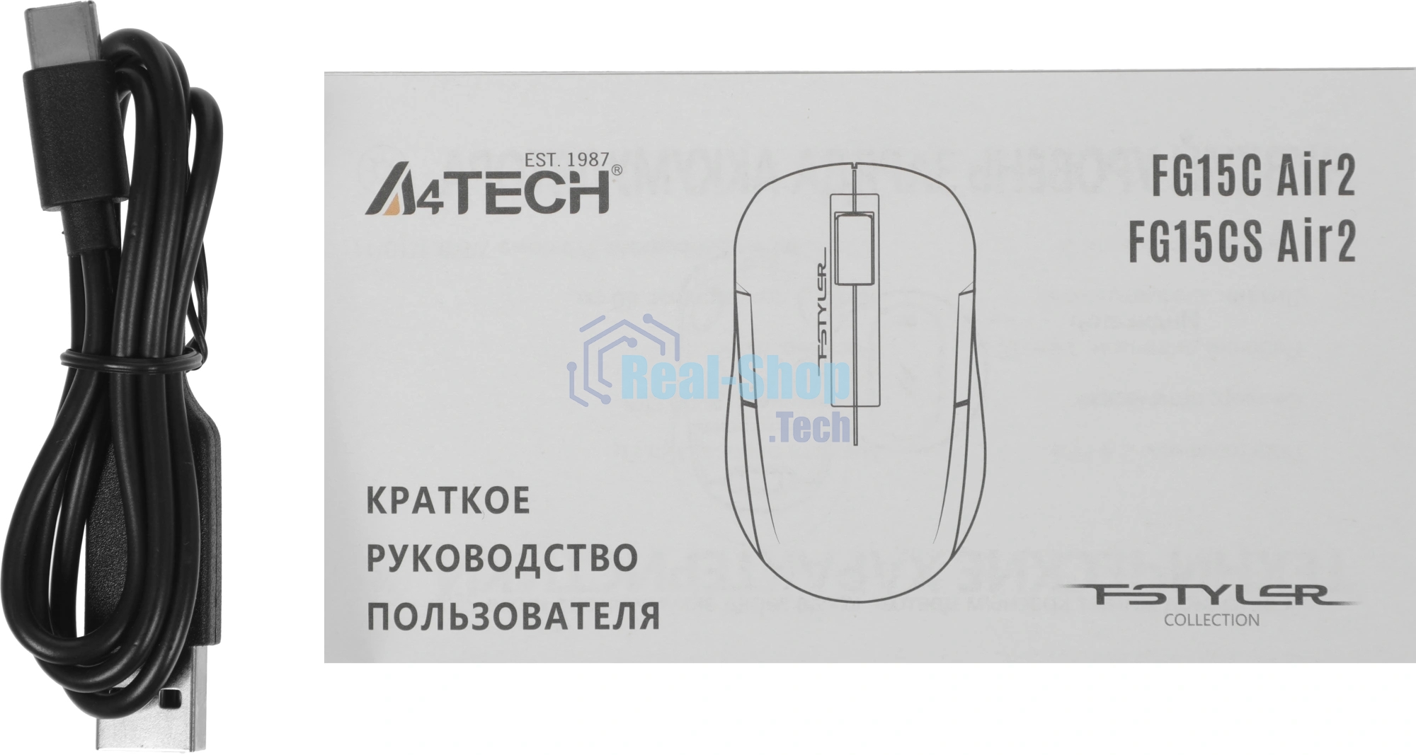 Мышь беспроводная A4Tech Fstyler FG15CS Air2 белый, 1200 dpi, USB Type-A, радиоканал, кнопки - 3