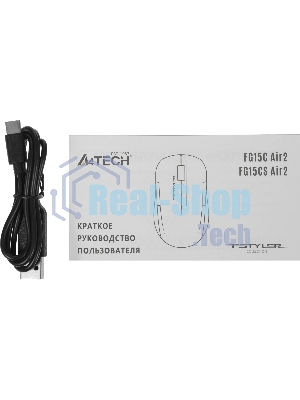 Мышь беспроводная A4Tech Fstyler FG15CS Air2 белый, 1200 dpi, USB Type-A, радиоканал, кнопки - 3