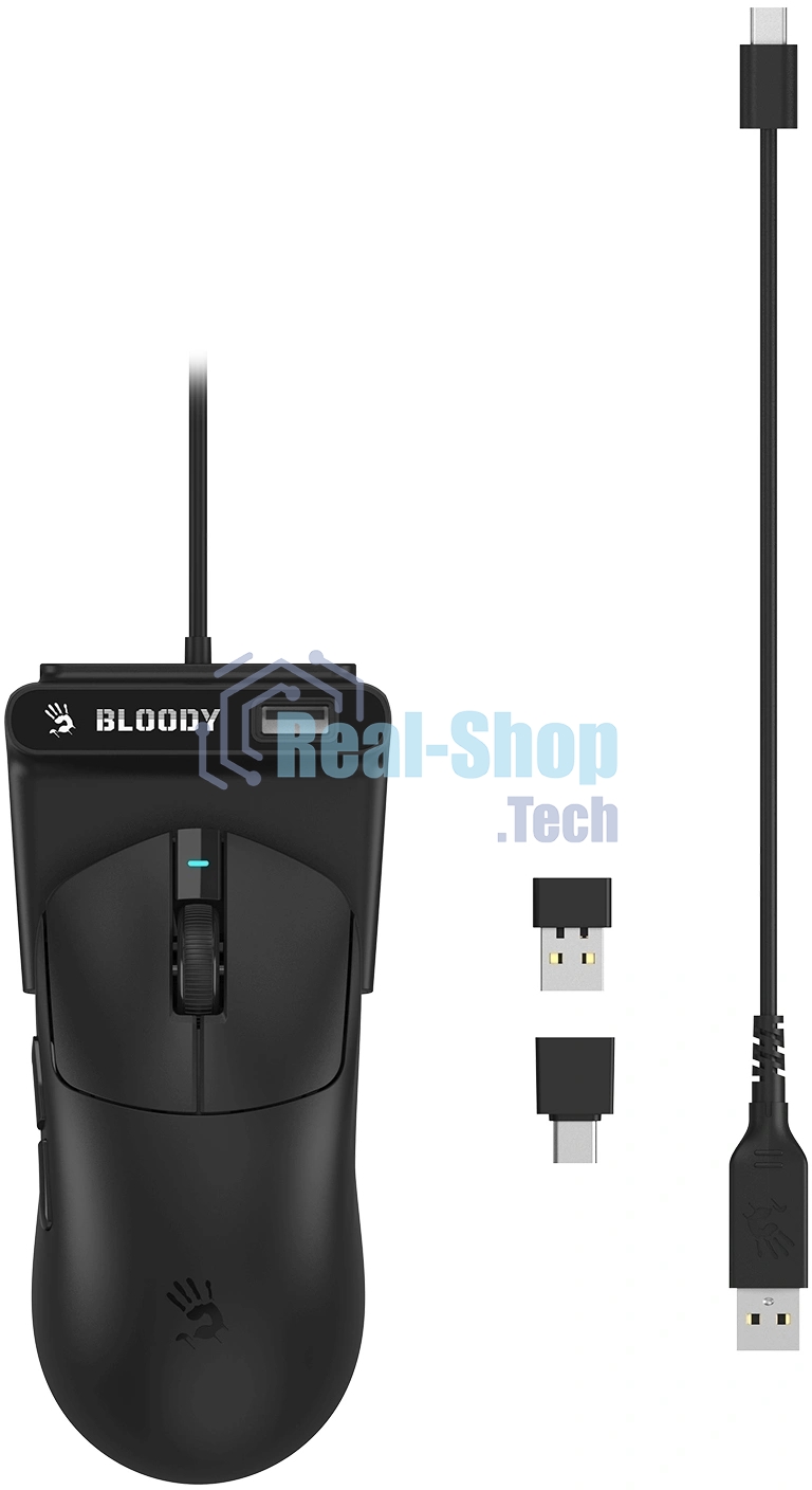 Мышь беспроводная/проводная A4tech Bloody R77UltraDock черный, 20000 dpi, USB Type-A, радиоканал, кнопки - 5