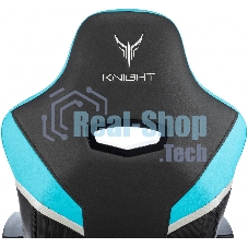 Кресло игровое Knight Thunder 5X черный/голубой эко.кожа крестов. металл