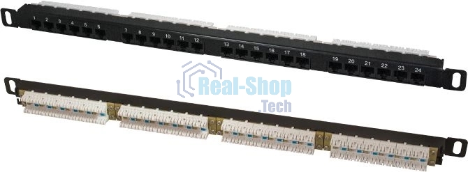 Патч-панель высокой плотности 19', 24хRJ-45, UTP, Cat.5e, 0,5U