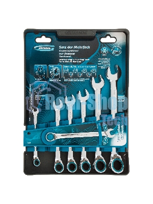 Набор ключей комбинированных с трещоткой Gross 8 - 19 мм, 7 шт., реверсивные, CrV